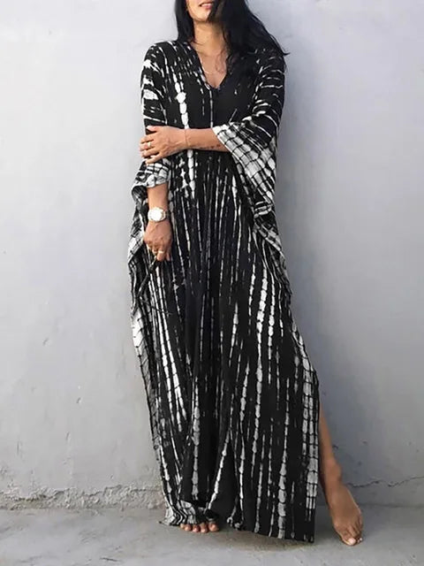 Boho Chic - Women's Maxi Dress, Full-Length Tie-Dye Kaftan for Summer