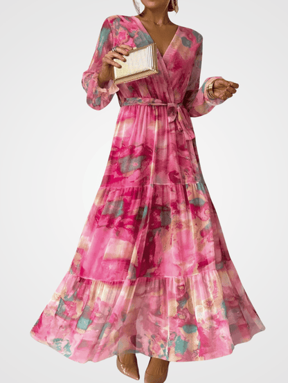 Elegant Pink Floral Maxi Dress for Women - Comfortable Summer Style