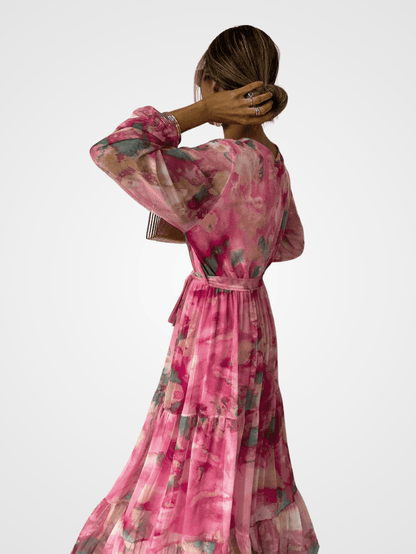 Elegant Pink Floral Maxi Dress for Women - Comfortable Summer Style