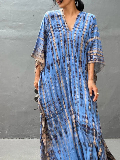 Variant image for Boho Chic - Women's Maxi Dress, Full-Length Tie-Dye Kaftan for Summer-2