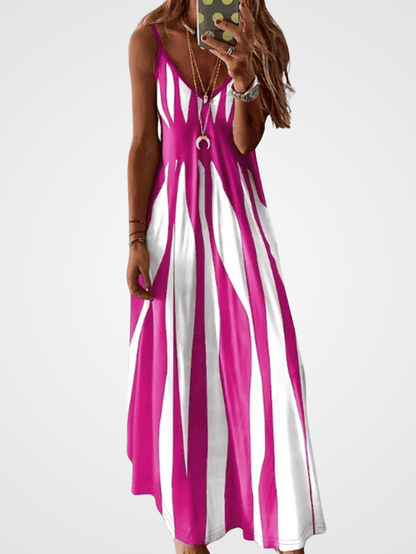 Women's Summer Maxi Dress - Sleeveless V-Neck, Lightweight Casual